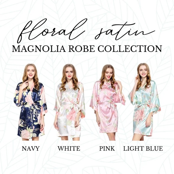 Bridal Party Bridesmaid Satin Robe Light Blue - Picture 5 of 8